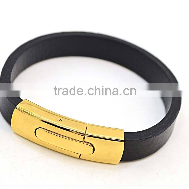 2016 New Fashion Customize Genuine Leather Bracelet For Man Magnetic Punk Bracelet