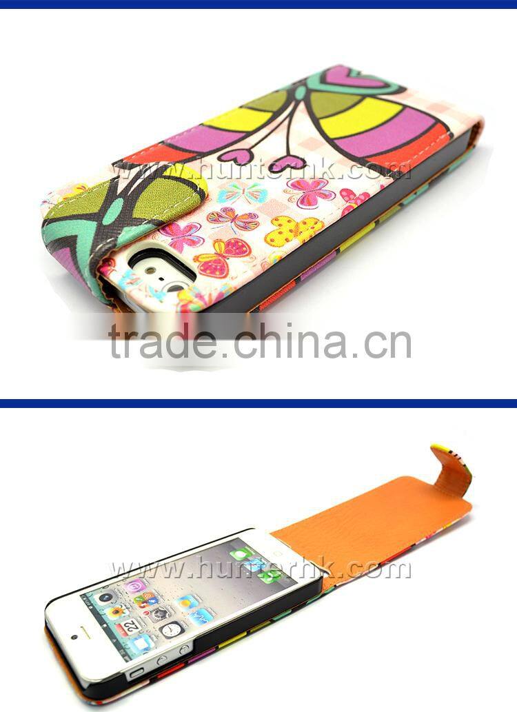 Flower Design Flip Leather Case For iphone 5GS