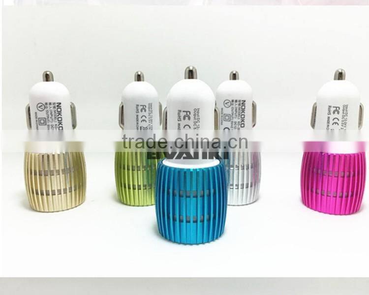 2016 Premium Aluminum Alloy 5V 2.4A Smart IQ Fast Charge USB Car Charger for android mobile phone by alibaba express free sample