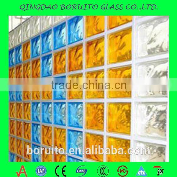 colored glass brick/ decorative glass block for curtain wall / lightweighe building material