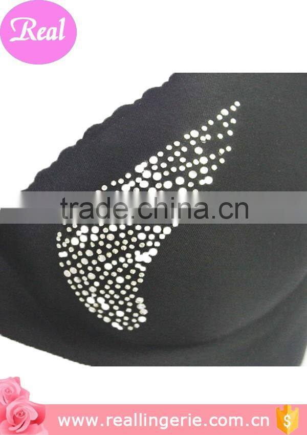 black sequin decorated ladies bra,women sexy seamless mature bra