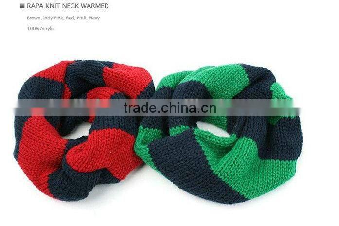 Winter Striped Circle Knitted Kids Scarf