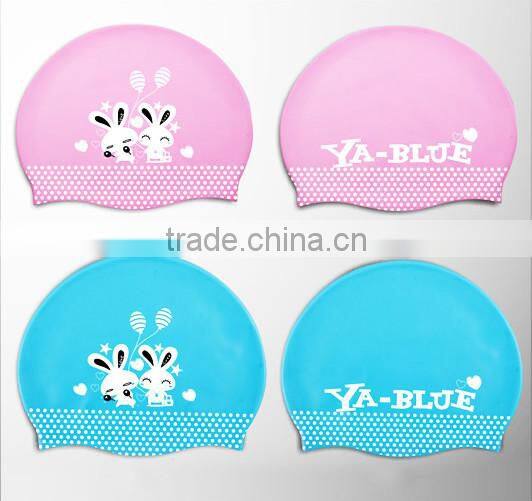 High quality custom colorful nude silicone swim cap For Long Hair