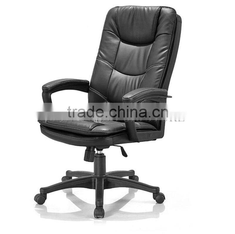 Professional office furniture fixed armrests swivel black leather chair (SZ-OC135)
