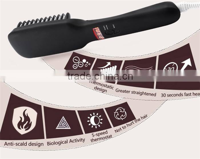 2016 Hot Sale Hair Straightener Electric Comb, HZ-001 hair brush straightener lcd red