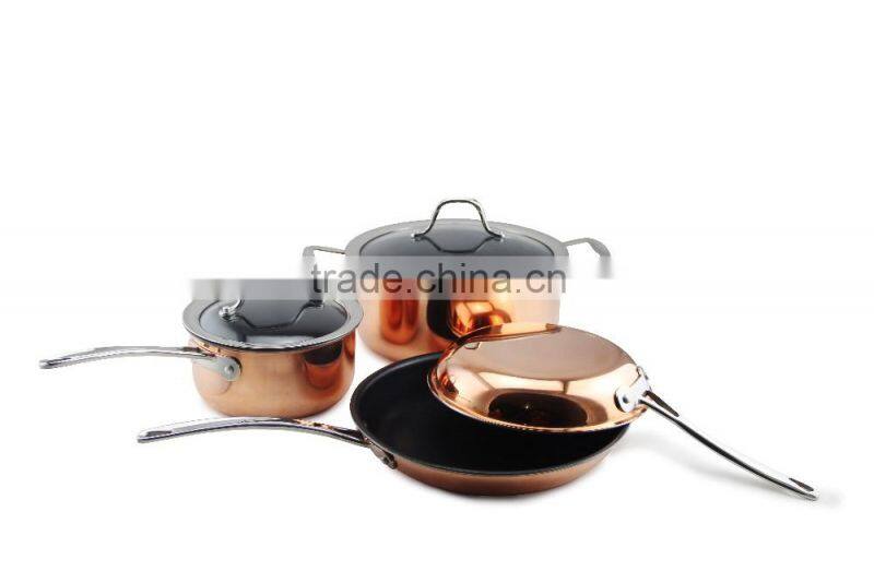 New Design Aluminum Pressed Non Stick Triply Cookware Set Fry Pan Saucepan Milk Stock Cooking Pasta Noodle Pot Set