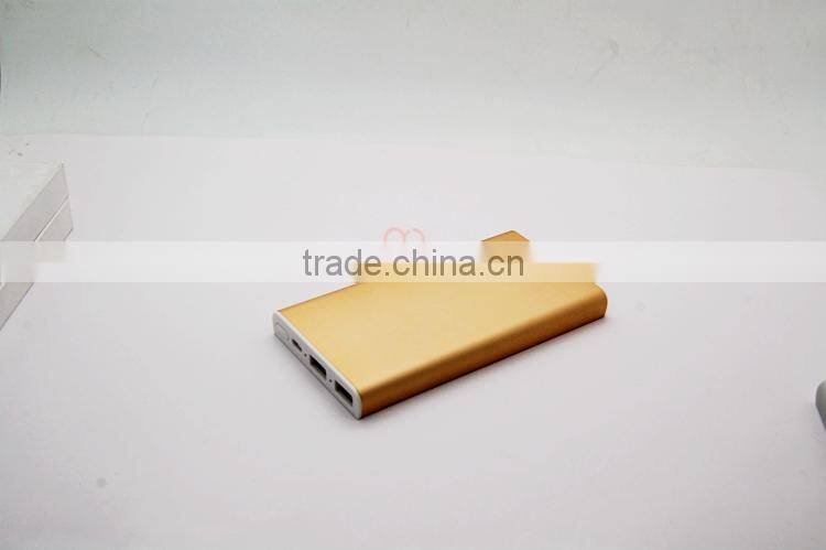 Manufactory power bank W008 aluminium alloy High quality polymer 5000mah power bank portable external battery charger for samsu