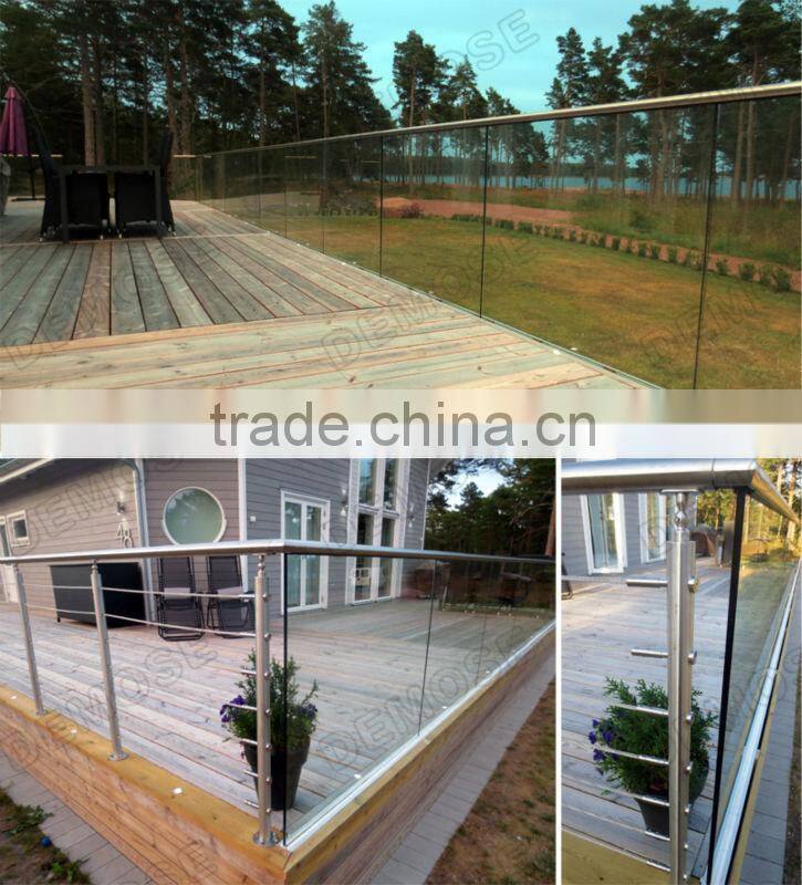 tempered glass decorative hand railing for balcony and galvanized steel pipe guangdong