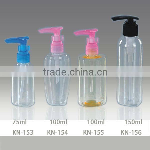 Plastic pet clear lotion bottle for perfume use, lotion bottle with sprayer
