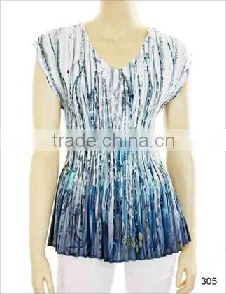 Printed fabric latest fashion Guangzhou New Styles summer ladies Blouses for Women