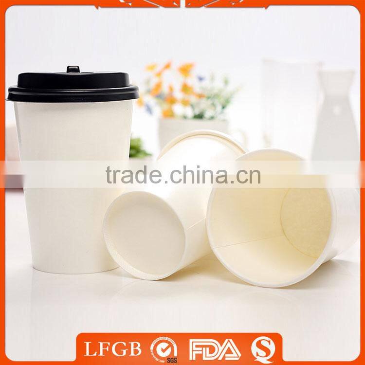 disposable pe coated paper cup, blank coffee white paper cup