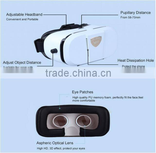 2016 new design products VR 3d glasses virtual reality headset vr glasses 3d vr glasses