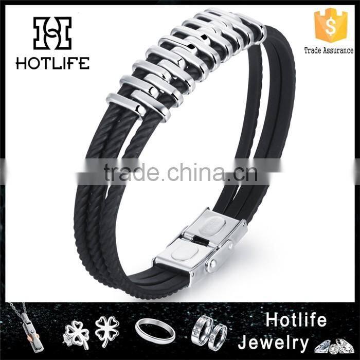 Top sale wholesale genuine silicone bracelet cool men's bracelet