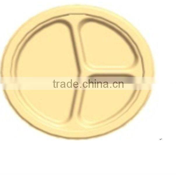 9 inch 3 compartment Bamboo Pulp Plates