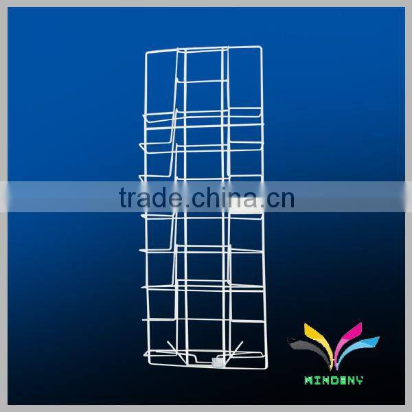 Best quality metal white floor standing display rack for magazine or brochure