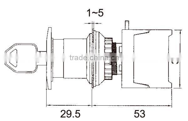 22mm, 30mm Emergency Stop Key Lock Switch, Selector Switch, IP65, W/P (EKS22/30)