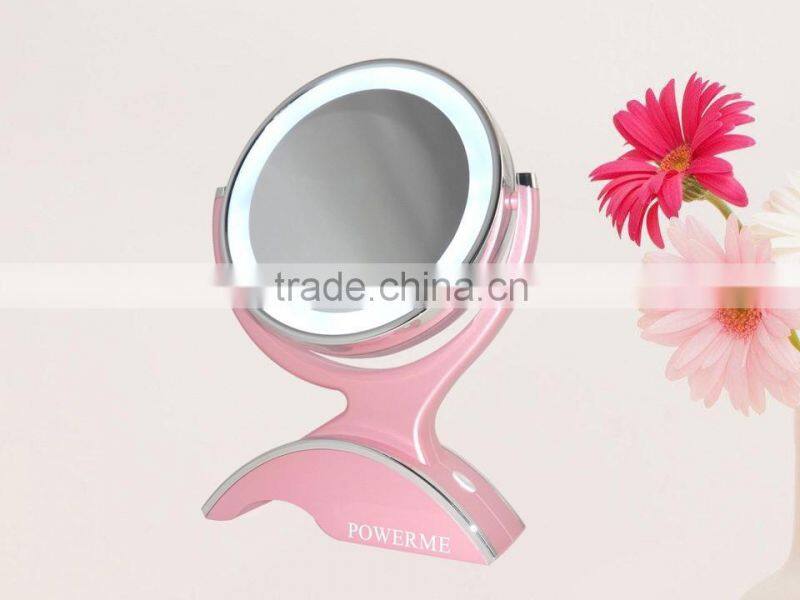 Pink LED Cosmetic Mirror with 1x & 10x magnification