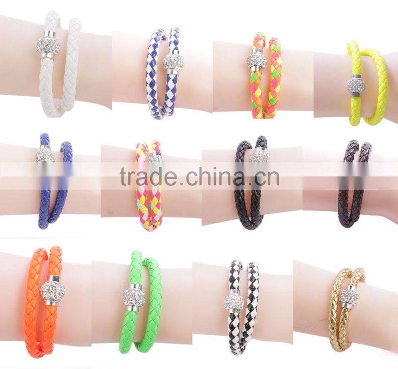 OEM welcome popular round braid PU/genuine leather cords for jewelry making