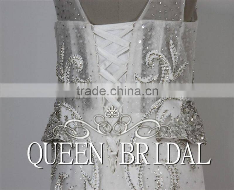 Real Sample Mermaid Heavy Beaded Plus Size Wedding Dress Crystal Embroidery