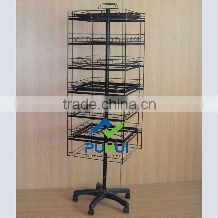 universal metal wire floor rotating hooks rack from china factory