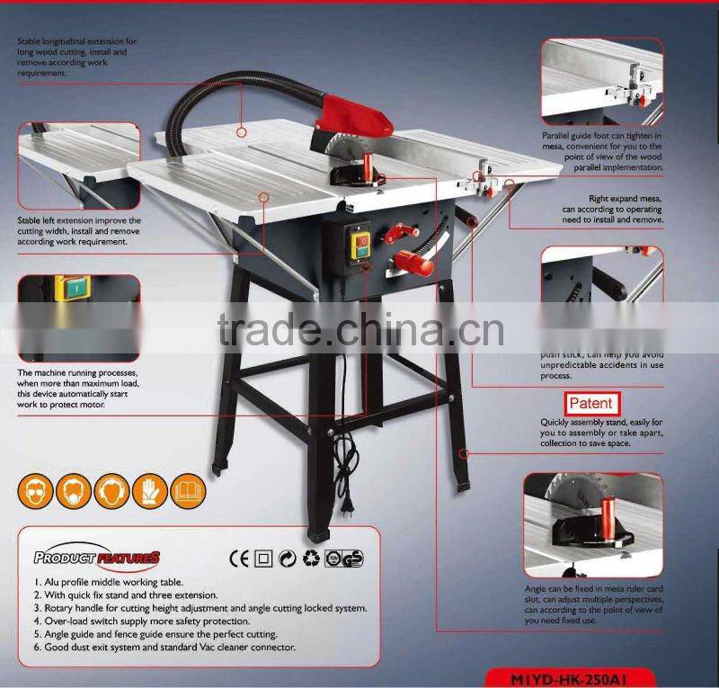 10" Woodworking Machinery Table Saw with 3 steel extension table