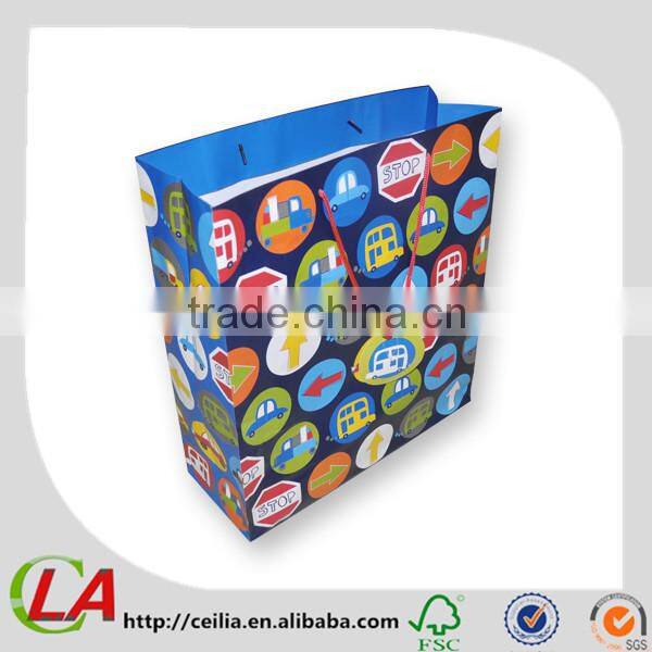 Colorful Children Gift Paper Bag Customized Cartoon Paper Bag For Kids