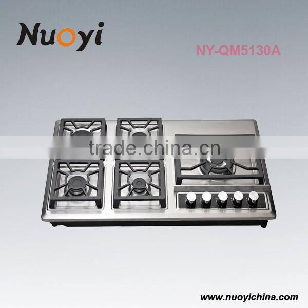 Kitchen cooking equipment 5 burner gas cooker with best price