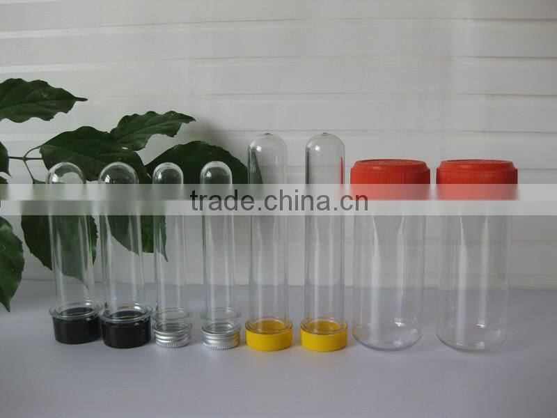 transparent test tube with screw cap /plastic test tube for sale