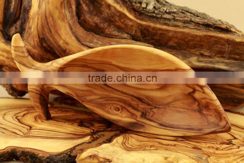Olive Wood Decorative Carved Plate Fish Design