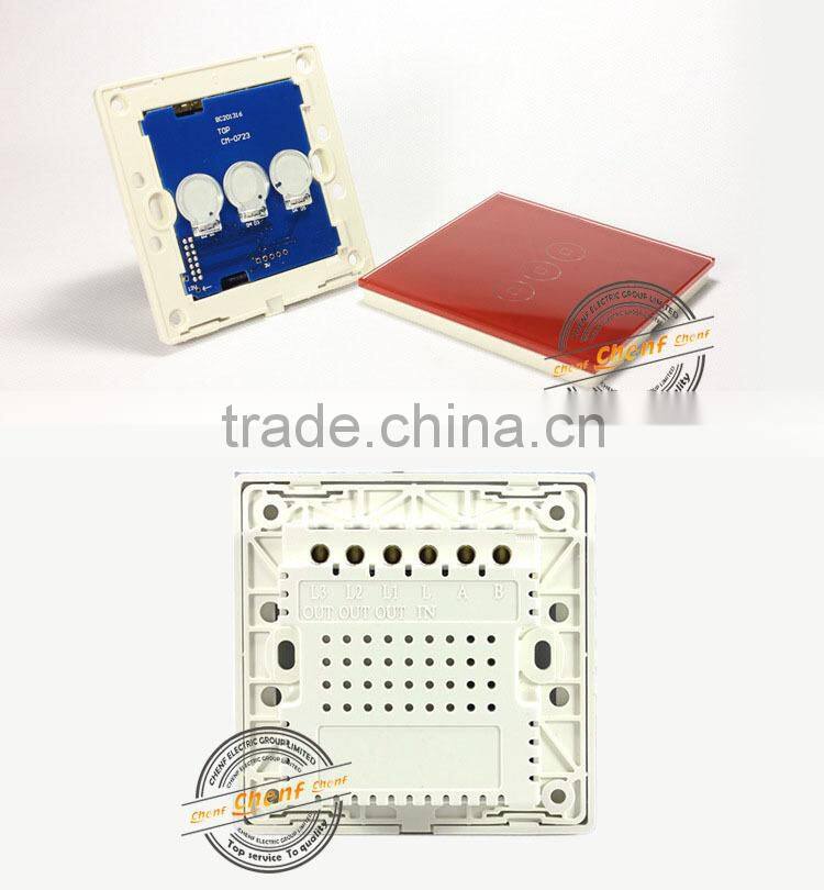 Newest Design 3 gang 1 way wall light touch switch with LED indicator