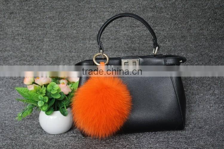 Real Natural Fox Fur Ball Pompom Keychain Hanging Accessory Pendant