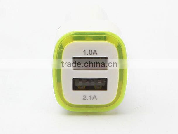 Dual usb universal 5V 2.1A phone car charger led 2 port usb car charger
