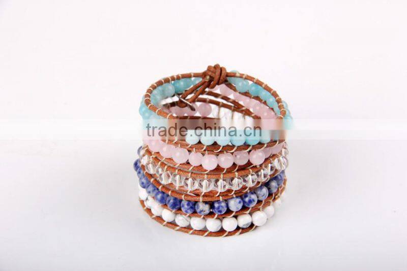 Five laps the latest popular A turquoise of agate powder natural stone bracelet women