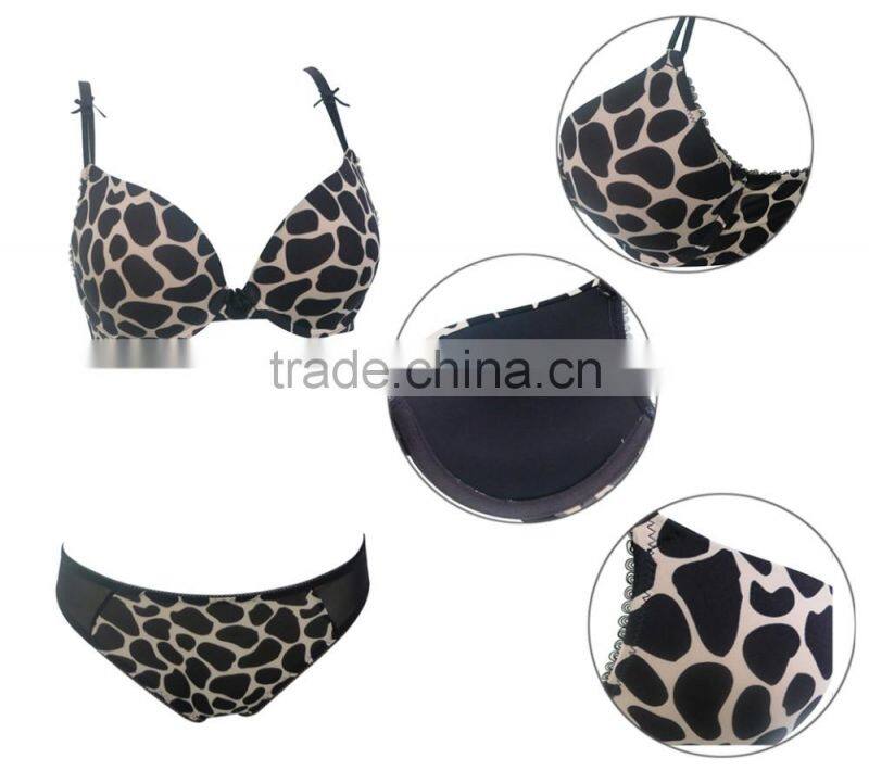 Lovely Cow Print Push Up Bra and Panty Set (EBP147B)