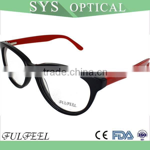 Lady simple style best quality cat shape acetate eyeglasses frame 2015