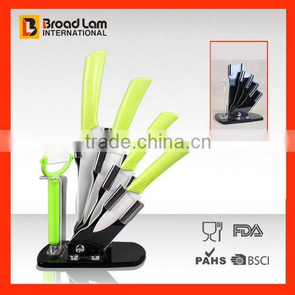 Deluxe Kitchen Knives Set of 5 Ceramic Knives Block 3"+4"+5"+6" Plus Peeler