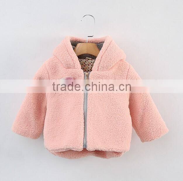 Lamb fleece hooded long sleeve padding jacket for kids