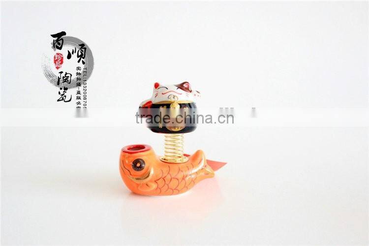 golden fish base ceramic lucky cat for car decoration Colors to choose fortune cat