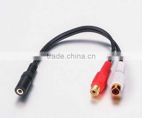 3.5mm FEMALE Stereo Audio Plug to 2 RCA FEMALE Adapter connnector gold plated