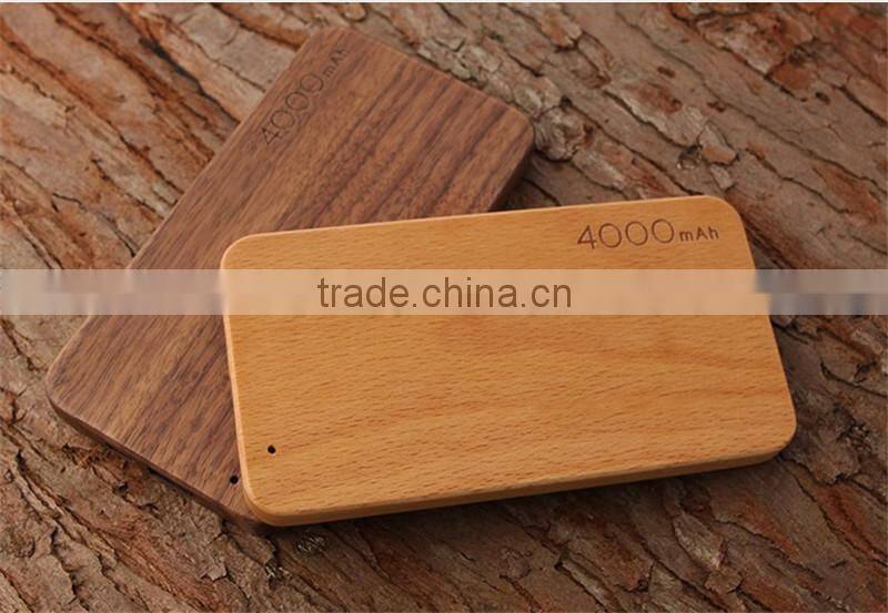 Innovative electronic products power bank 4000 mah wood 4000 power bank
