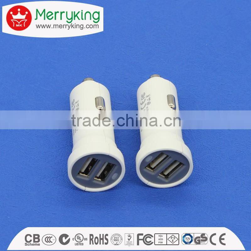 5VDC 3.1A Max DC output micro USB car charger portable mini 2port USB car charger free samples