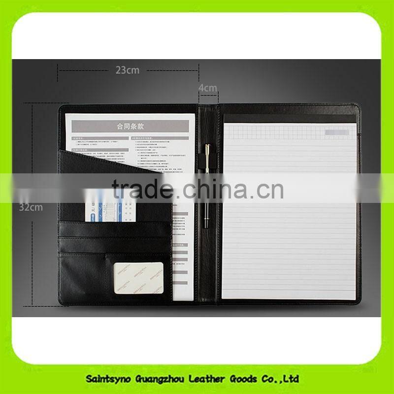 16037 Office a4 genuine leather portfolio business executive padfolio classification folder document clip holder