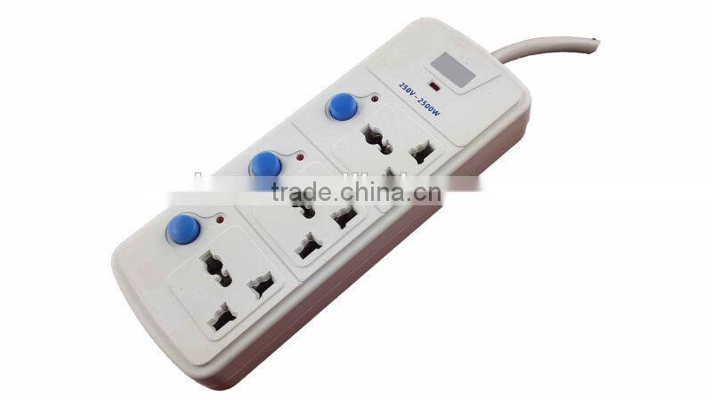 3 Way Retractable Individual Switch Power Strip Socket with CE