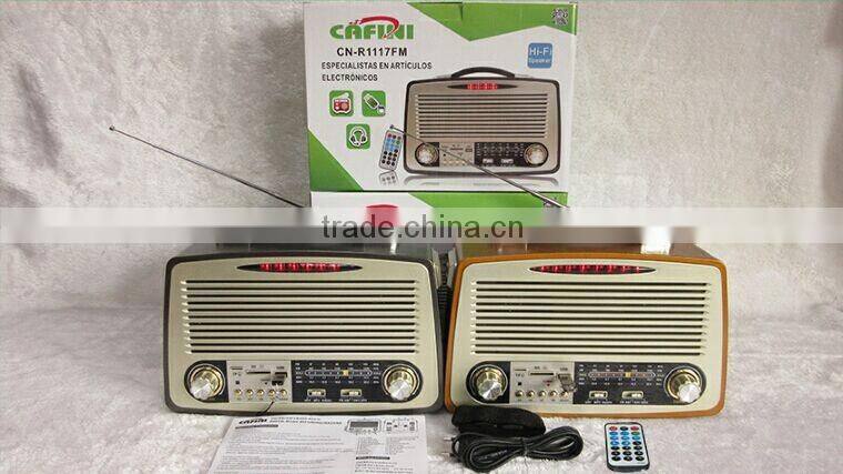 Retro Wood Radio with USB Player and Recording Function