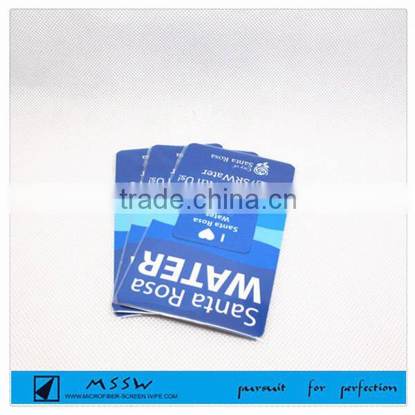 adhesive microfiber screen cleaner with business card