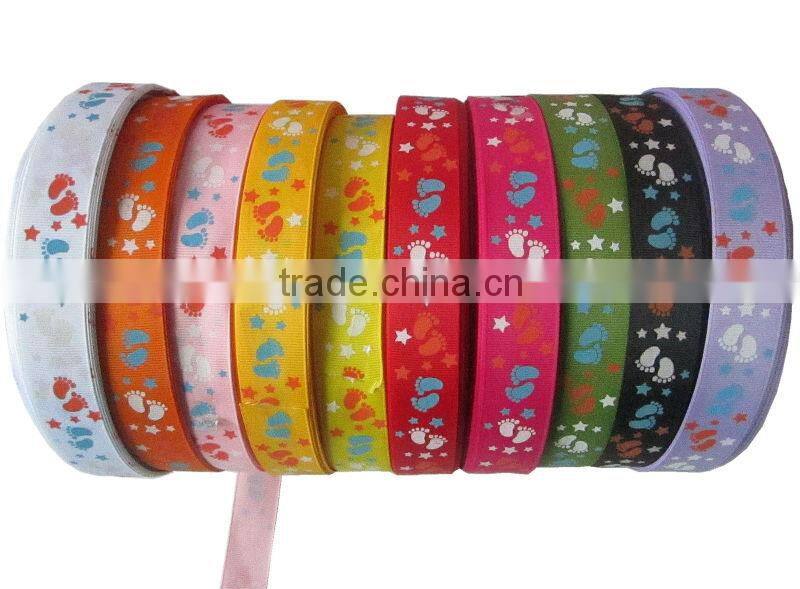 1'' footprints and little star printed grosgrain ribbon