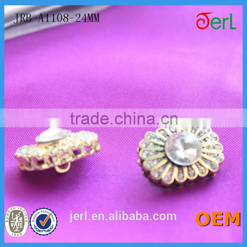 Wholesale High Quality Gold Shinning Alloy Rhinestone Button for Garment in Bulk