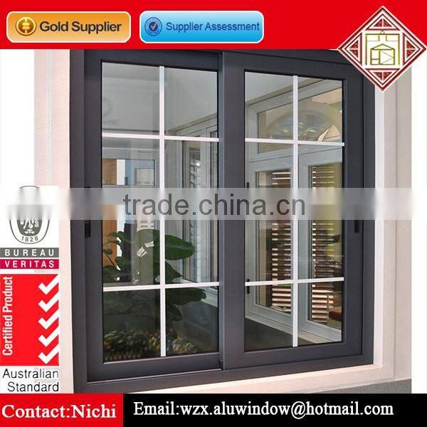 Double tempered glass window grills design for sliding windows