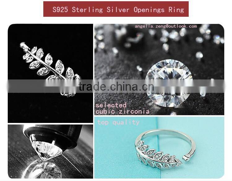 Factory directly wholesale 925 sterling silver lucky leaves gemstone rings