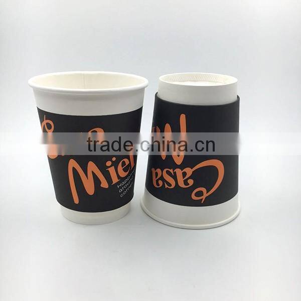 12oz disposable double wall coffee cup with customer logo